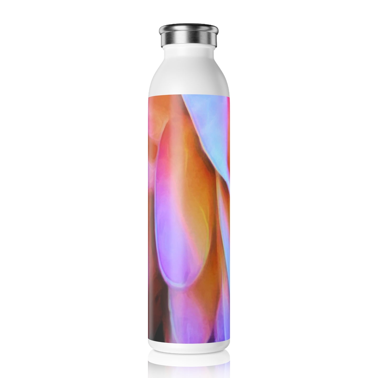Large Pink Flower Drooping Floral Slim Water Bottle | Eco-Friendly Gift, Fitness Hydration, Travel Accessory, Daily Use, Nature Lover's Bottle