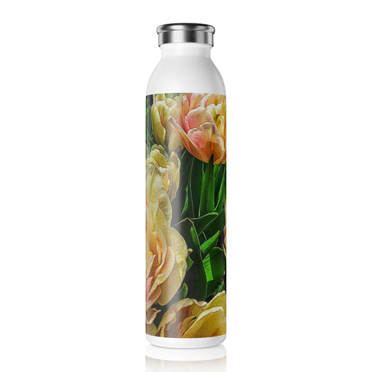 Early Summer Flowers Slim Water Bottle - Eco-Friendly Hydration, Perfect for Workouts, Travel, Floral Lovers, Gift for Her, Summer Accessories