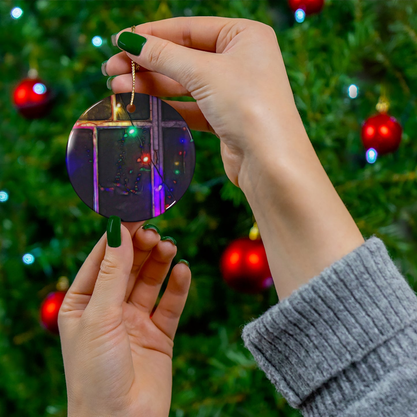 Star Ceramic Ornament with Christmas Lights Refract — 4 Shape Options