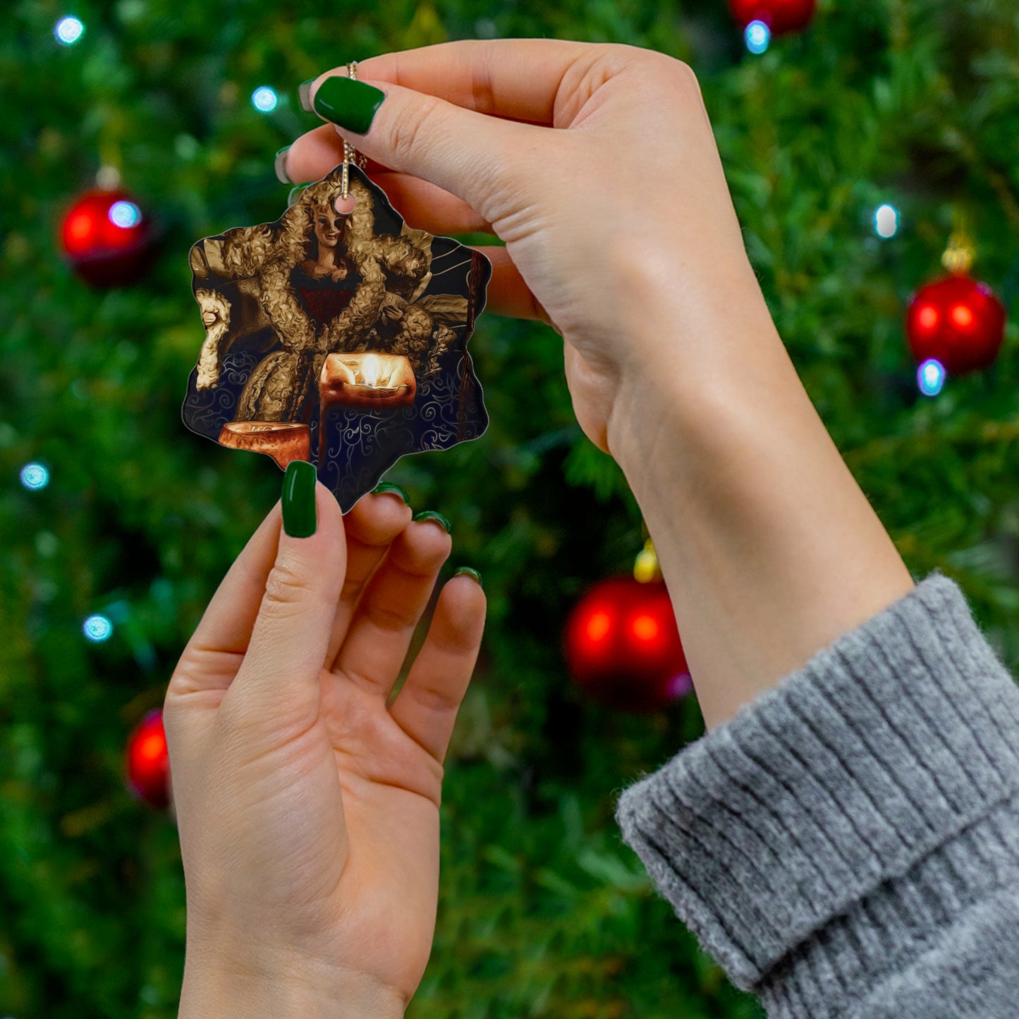 Ceramic Ornament — Christmas Angel With Candles Holiday Decoration