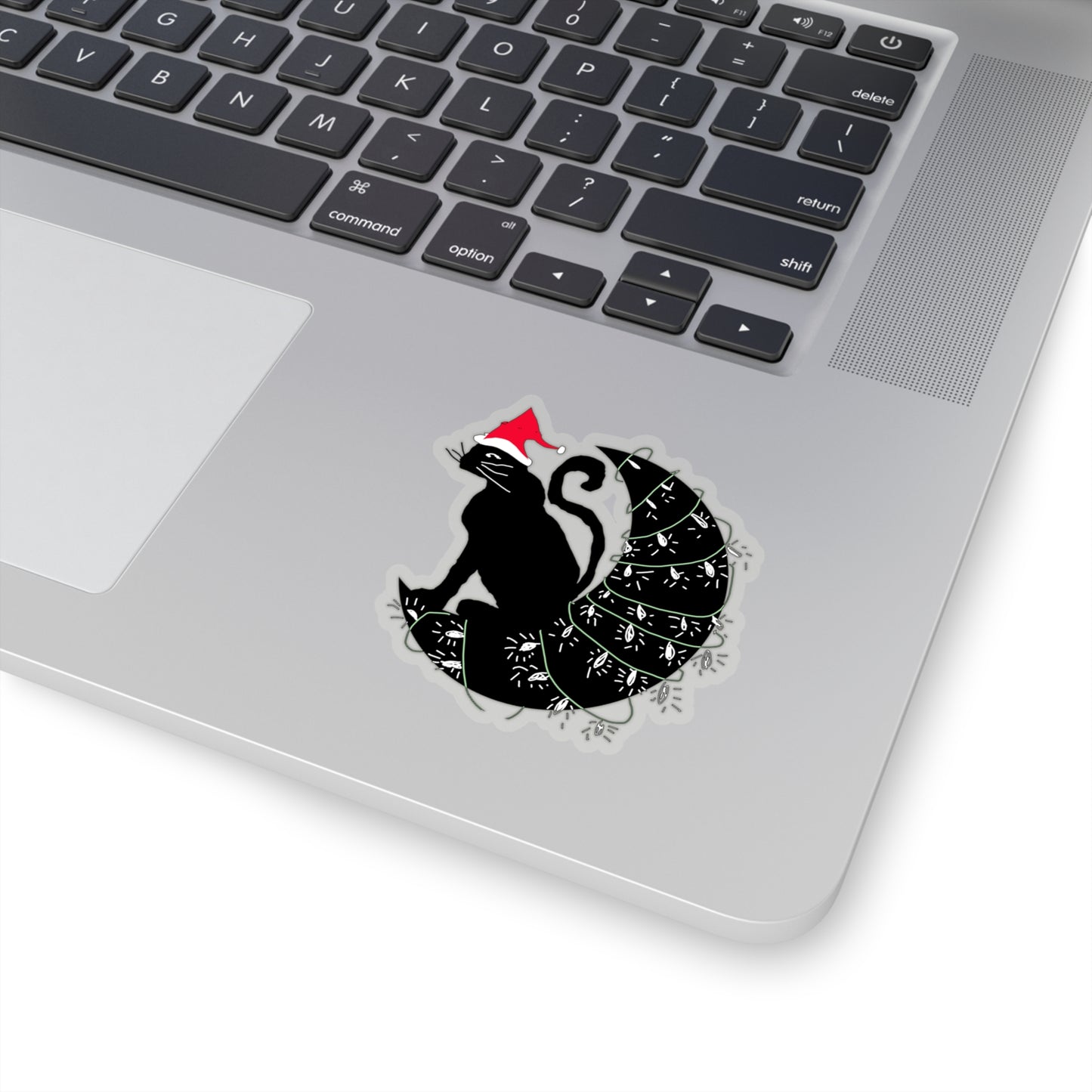 Christmas Cat on The Moon Kiss-Cut Stickers