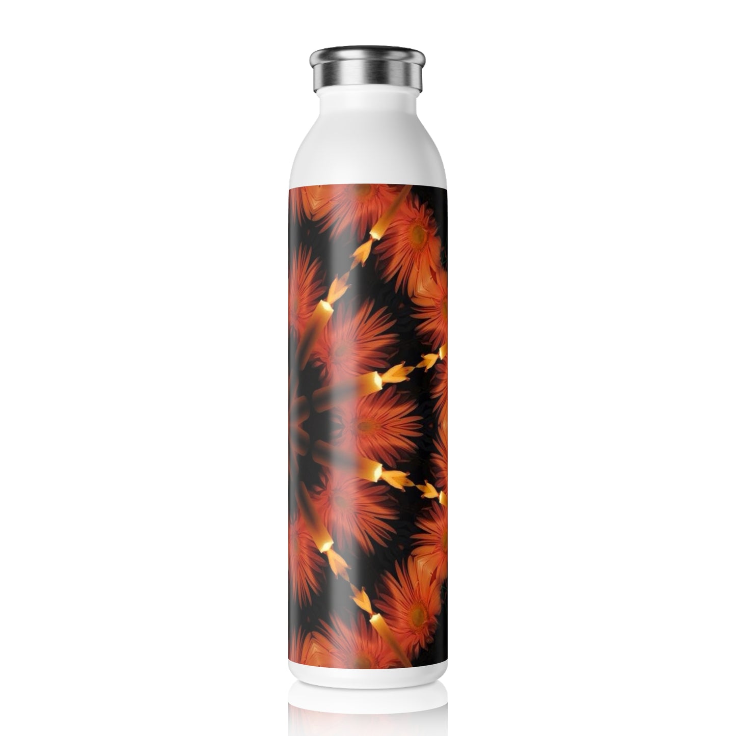 Floral Flame Slim Water Bottle — Autumn Kaleidoscope Design