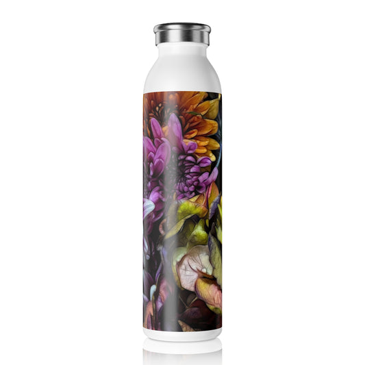 October Flowers 6 Slim Water Bottle - Elegant Hydration for Nature Lovers