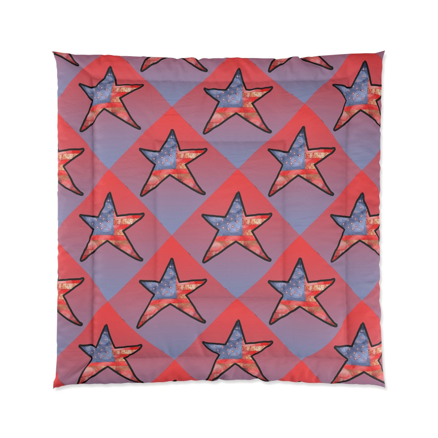 Starburst Geo Comforter — American Flag Star Pattern Bedding