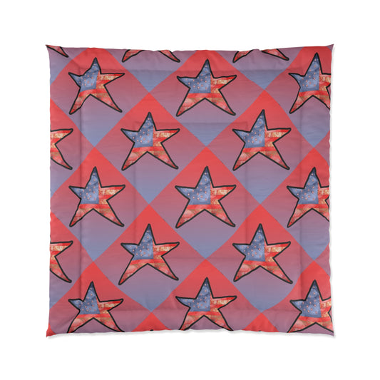 Starburst Geo Comforter — American Flag Star Pattern Bedding