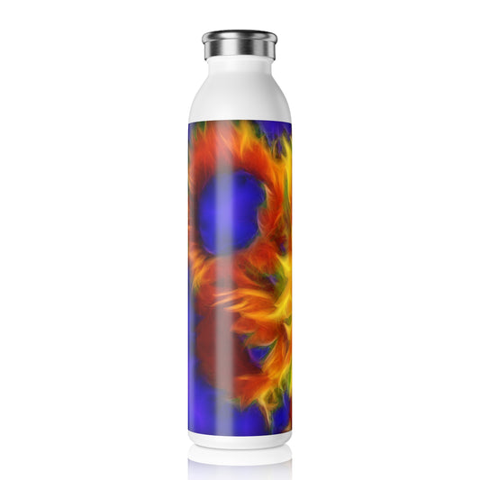 Neon Sunflower Slim Water Bottle, Eco-Friendly Drink Container, Hydration Bottle, Colorful Fitness Accessory, Reusable Travel Mug