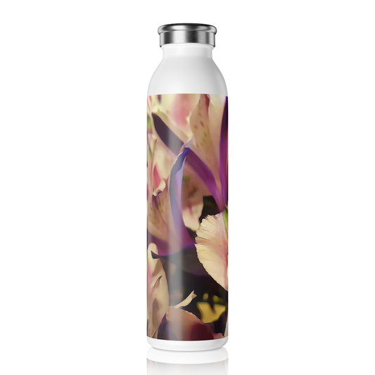 Pink and White Flowers Slim Water Bottle - Elegant Hydration, Eco-Friendly Gift, Summer Essential, Workout Companion, Home Decor