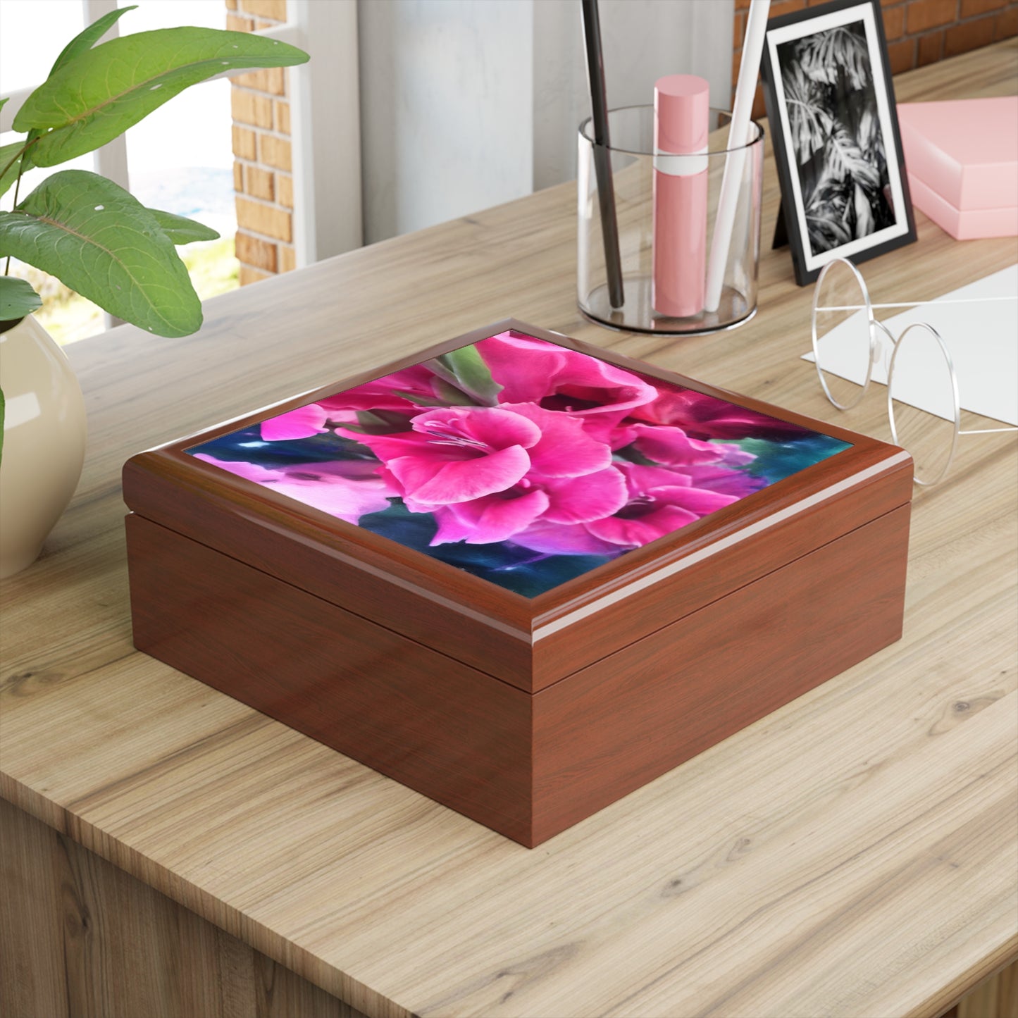Dark Pink Gladiolas Jewelry Box
