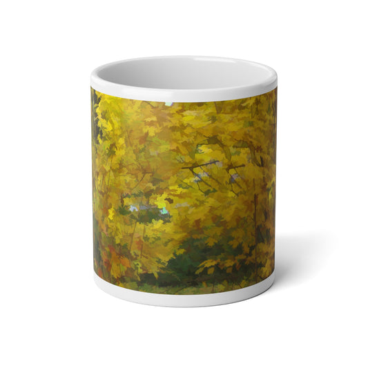 Autumn Landscape Jumbo Mug, Cozy Fall Coffee Cup, 20oz Ceramic Mug, Gift for Nature Lovers, Halloween and Thanksgiving