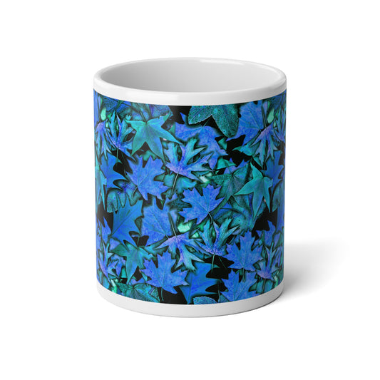 Fall Leaves In Blue Jumbo Mug 20oz - Perfect for Coffee Lovers and Garden Enthusiasts