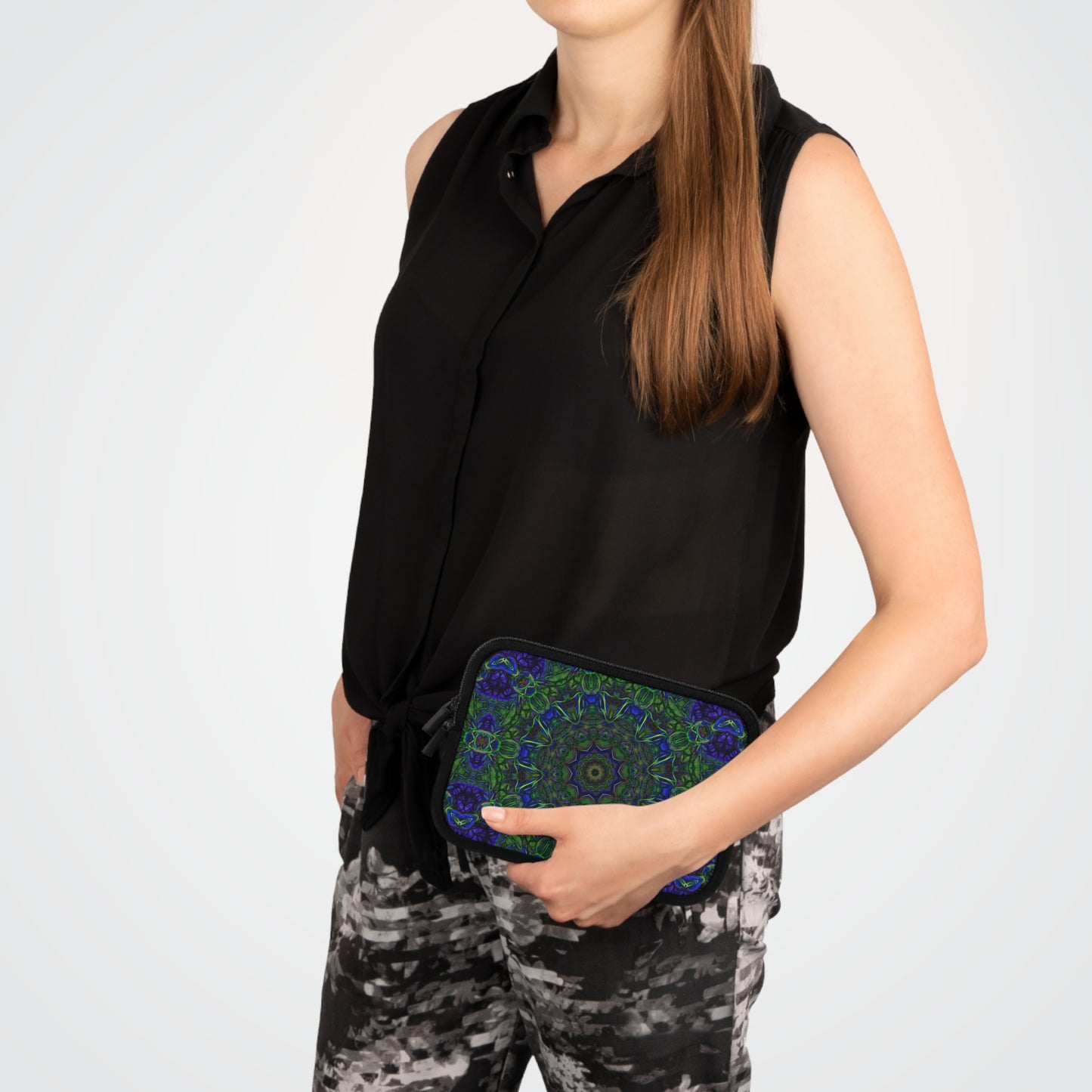 Blue Green Ribbon Kaleidoscope Laptop Sleeve