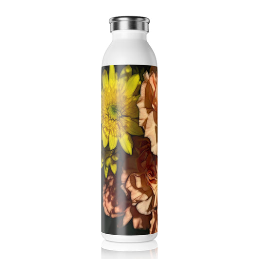 June Flowers 4 Slim Water Bottle - Reusable Hydration Bottle, Eco-Friendly Gift, Flower Design, Floral Bottle for Yoga, Hiking, Travel