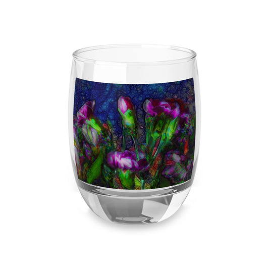 Abstract Pink Carnation Stems Whiskey Glass