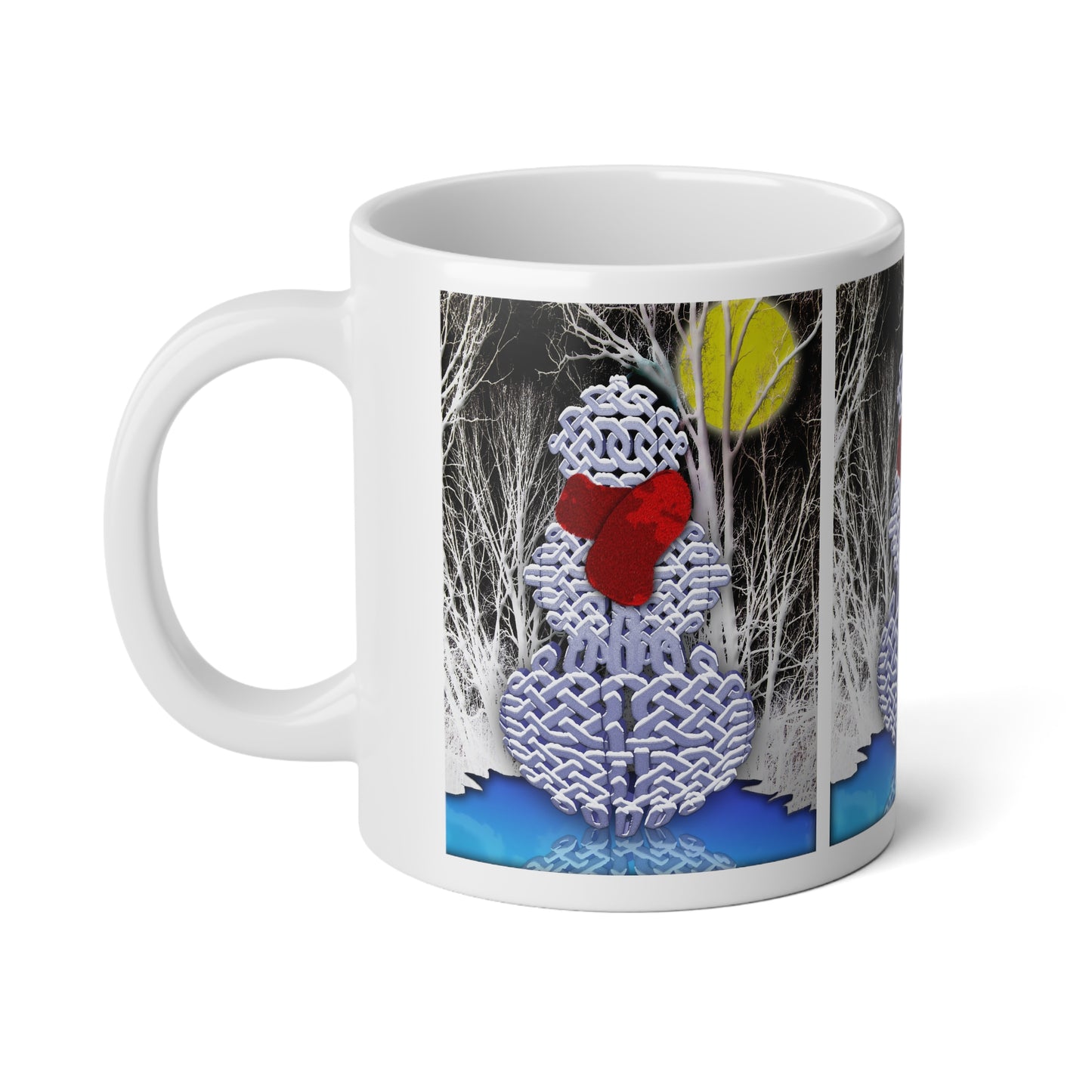 Winter Celtic Snowman 20oz Jumbo Mug — Red Scarf Holiday Coffee Cup
