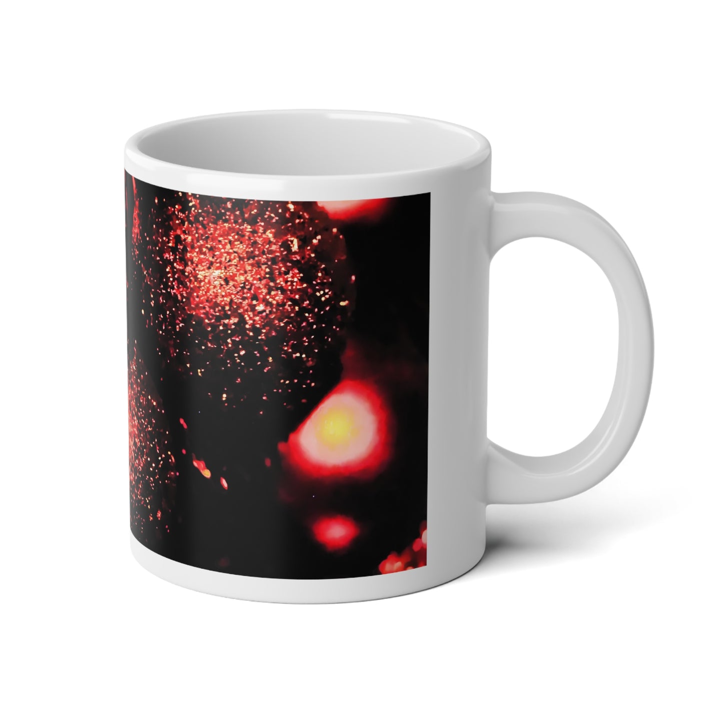 20oz Jumbo Mug — Red Glitter Bokeh Nightscape