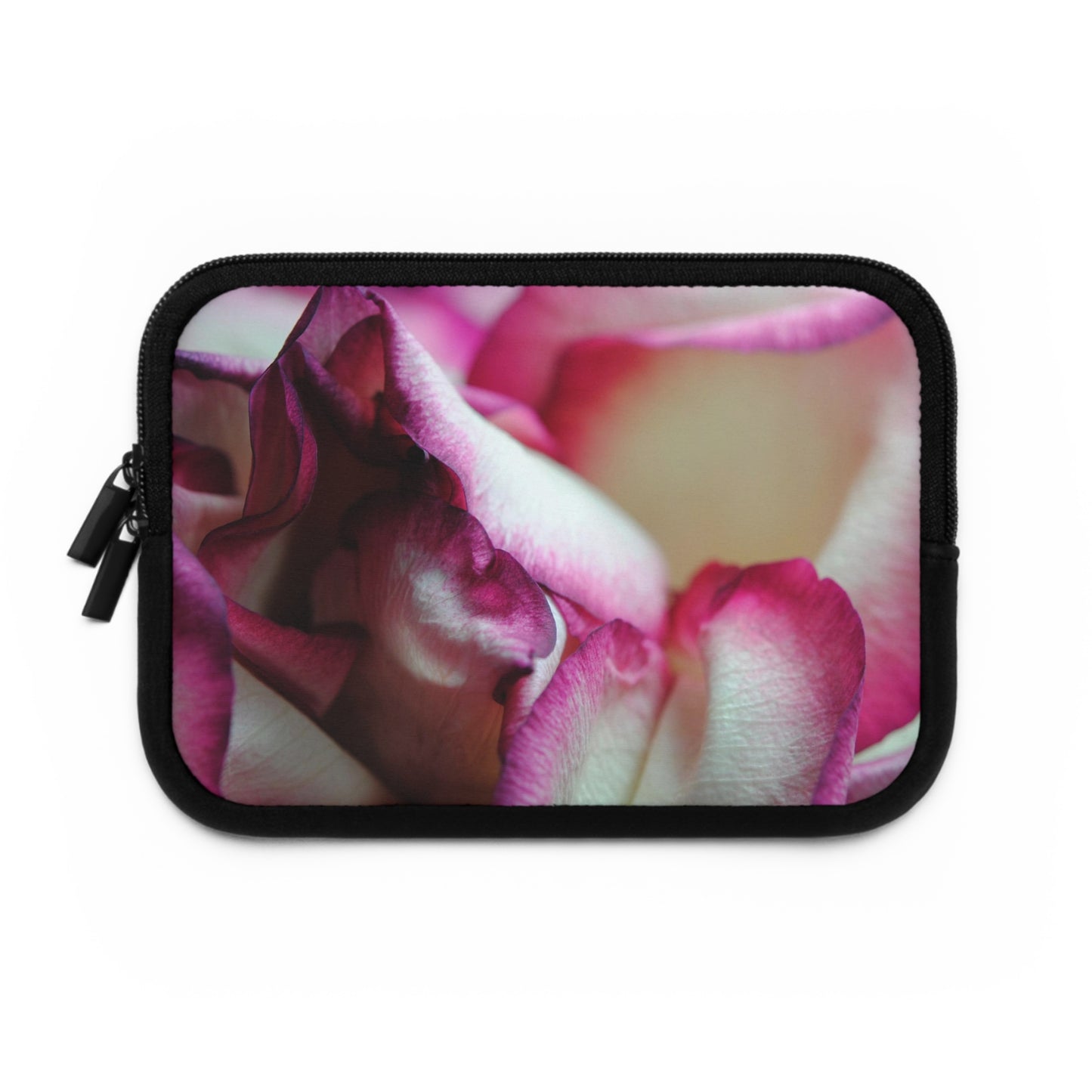 Pink Lined White Rose Laptop Sleeve