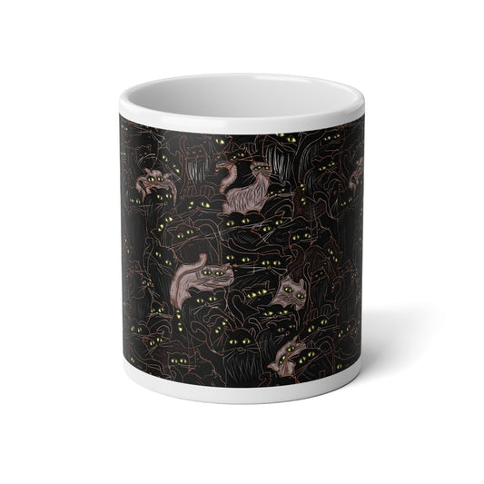 Whimsical Cat Jumbo Mug - 20oz, Perfect for Cat Lovers, Halloween Decor, Unique Gift, Cozy Beverage Companion