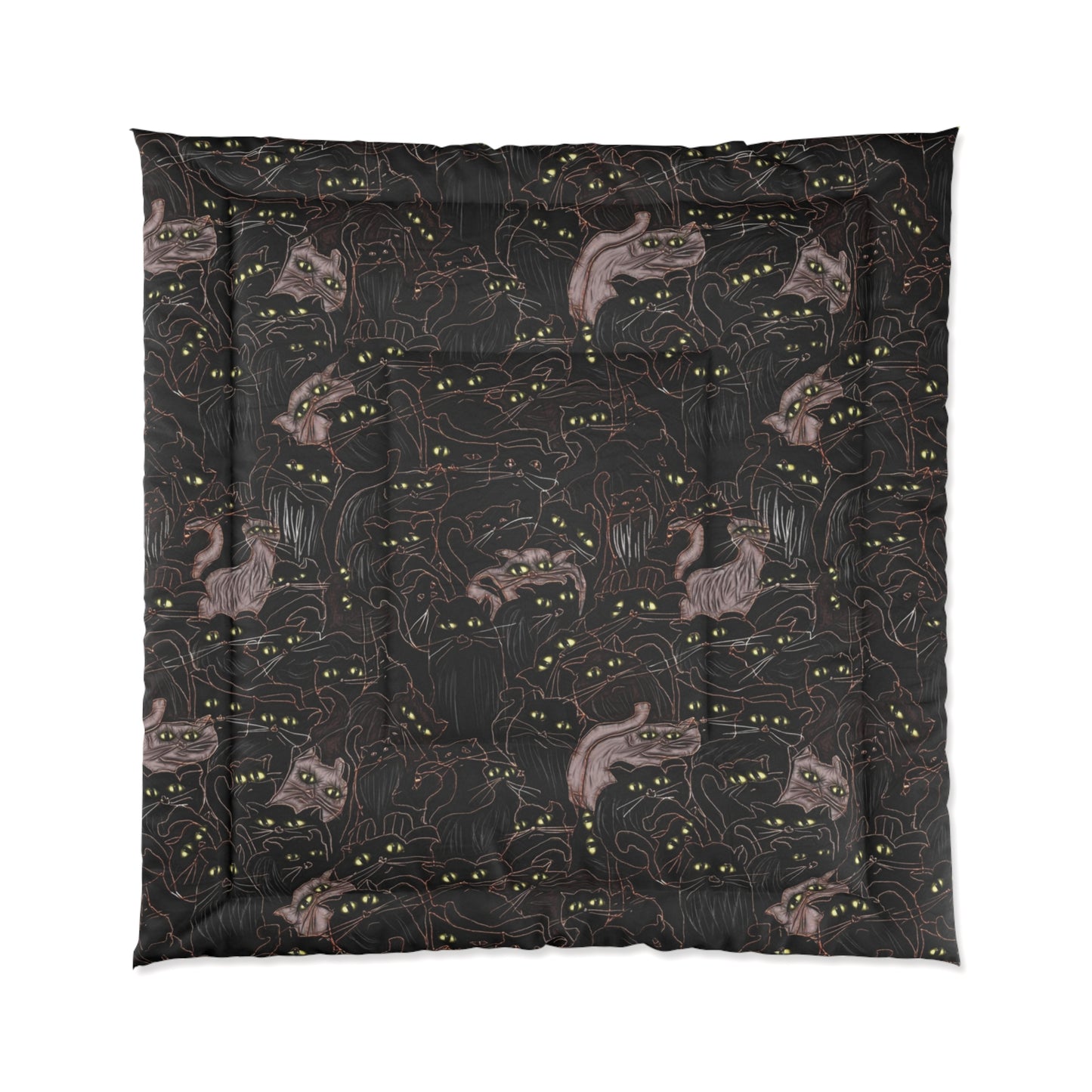Comforter - Dark Cats Patterned