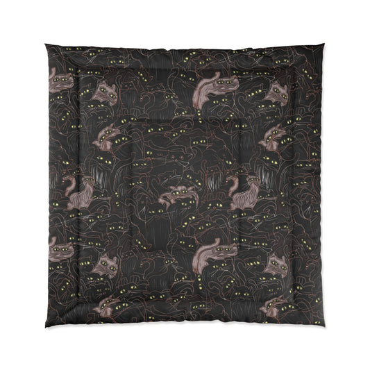 Comforter - Dark Cats Patterned