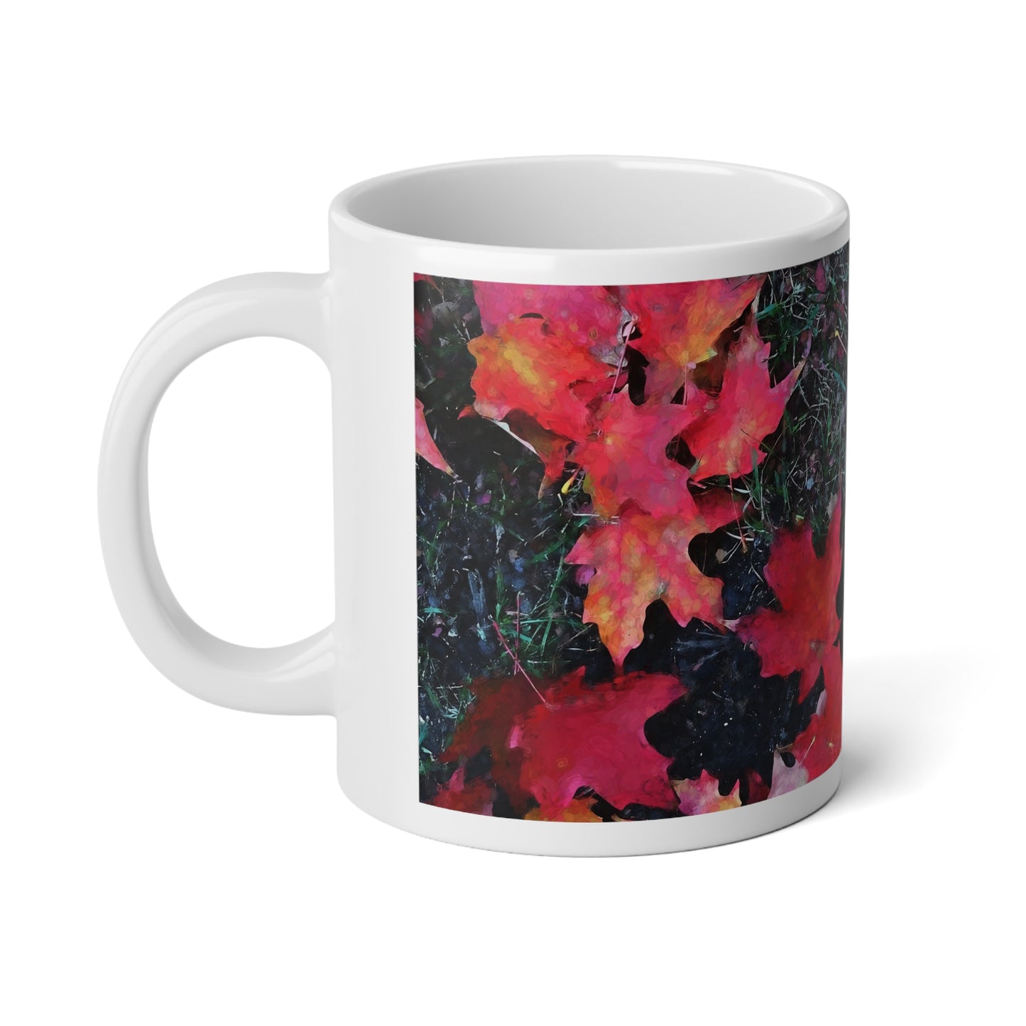 Maple Leaves 5 Jumbo Mug, Cozy Fall Drinkware, 20oz Coffee Cup, Seasonal Home Décor, Ideal for Thanksgiving and Fall Gatherings