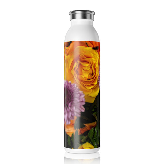 November Flowers 8 Slim Water Bottle, Eco-Friendly Travel Flask, Stylish Hydration, Gift for Garden Lovers, Summer Essentials