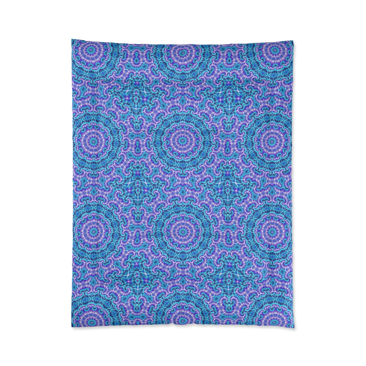 Mandala Blue Purple Comforter — Boho Kaleidoscope Tie Dye Bedding