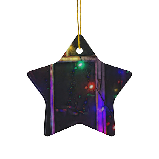 Star Ceramic Ornament with Christmas Lights Refract — 4 Shape Options