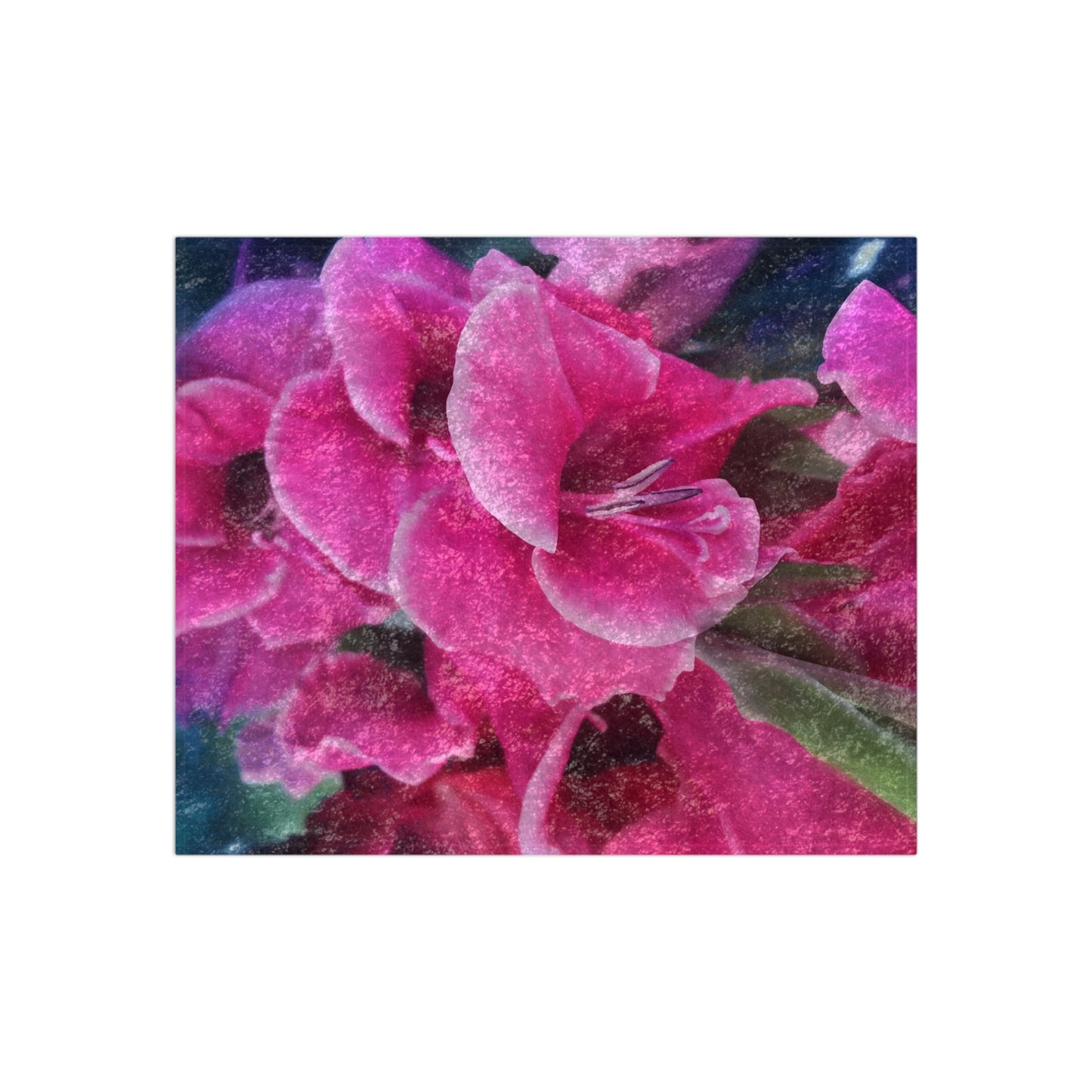 Dark Pink Gladiolas Crushed Velvet Blanket