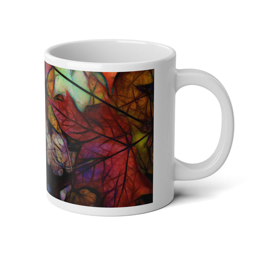 Fall Leaves Abstract Jumbo Mug, 20oz – Perfect for Tea, Coffee Lovers | Fall Decor, Unique Gift for Plant Parents, Cozy Home