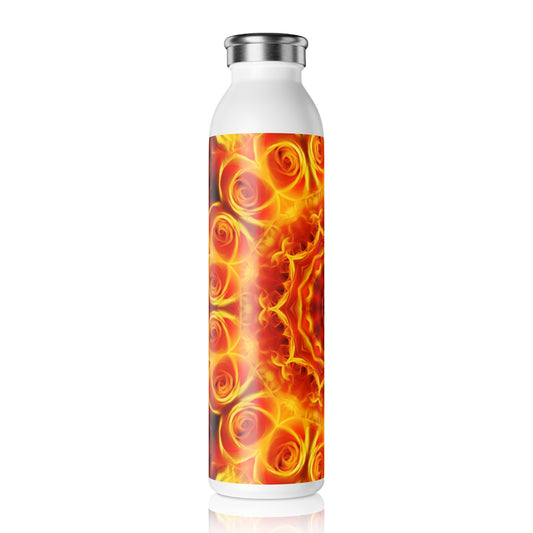 Orange Flower Kaleidoscope Slim Water Bottle - Eco-Friendly, Stylish Portable Hydration, Gym, Yoga, Travel, Gift Idea