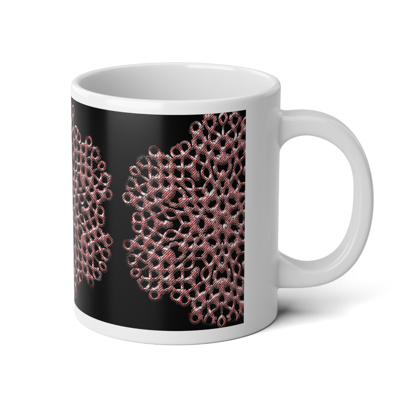 20oz Jumbo Mug — Candy Cane Snowflake | Decorative Coffee Cup, Boho Gift