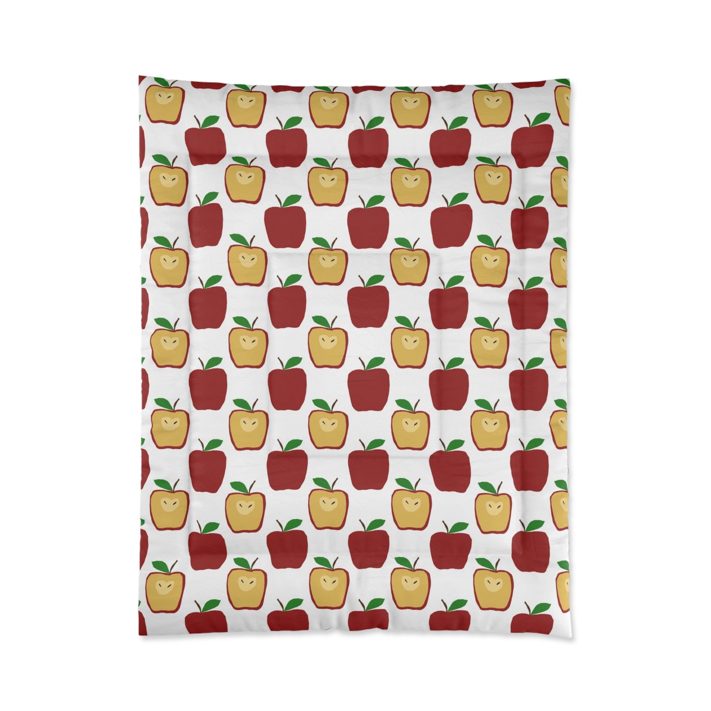 Apple Pattern Comforter - Cute Red & Yellow Apples Bedding for Kids, Dorms & Fall Decor