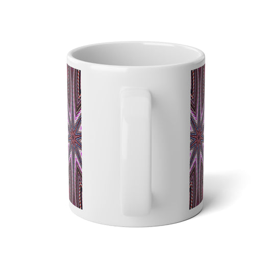 20oz Candy Cane Kaleidoscope Mug — Pink Starburst Pattern Jumbo Coffee Cup