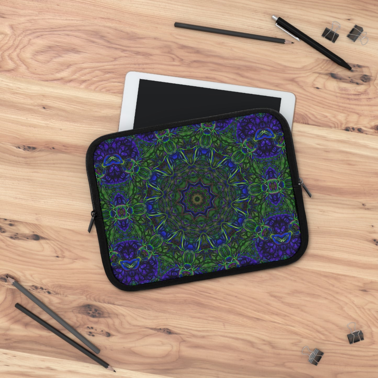 Blue Green Ribbon Kaleidoscope Laptop Sleeve