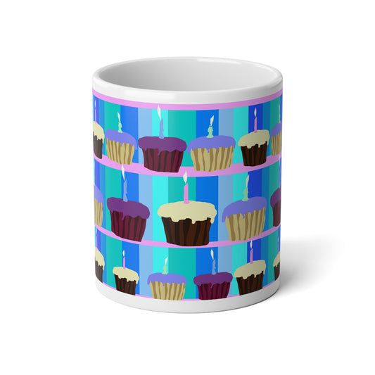 Colorful Cupcake Jumbo Mug, 20oz | Birthday Gift, Kitchen Décor, Party Mug, Coffee Lover's Item, Fun Drinkware