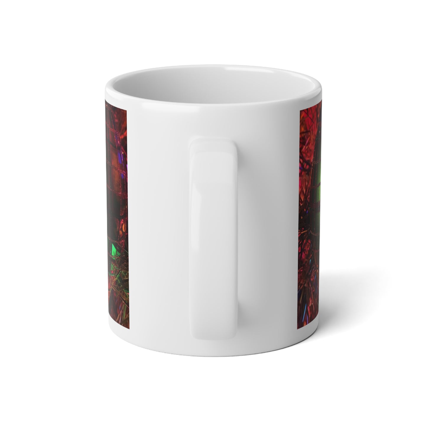 Plaid Christmas Ornament Jumbo Mug — 20oz Festive Green & Red Holiday Mug