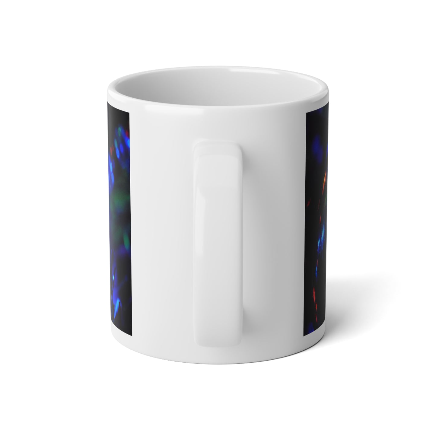 20oz Jumbo Mug — Blue Bokeh Holiday Lights Coffee Cup