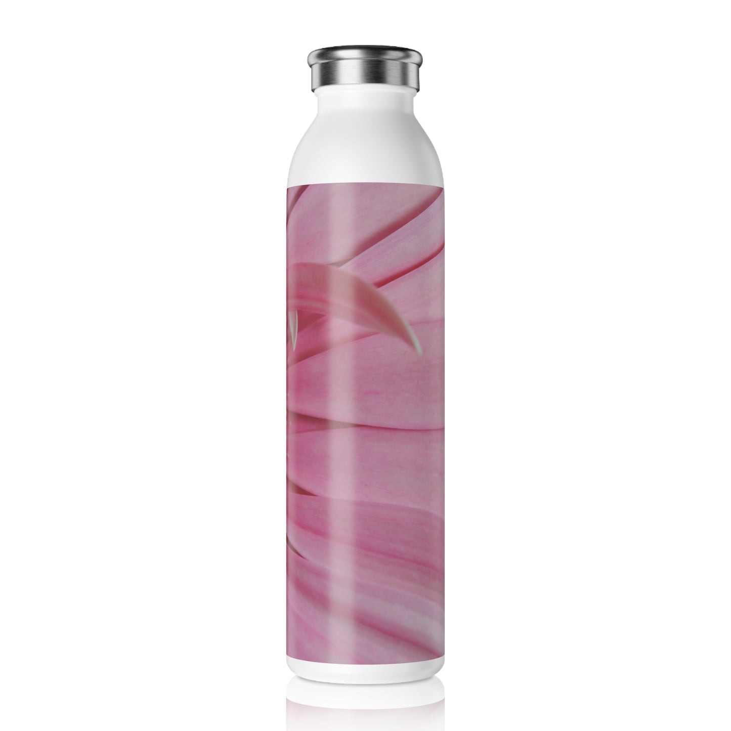 Slim Water Bottle — Pink Gerbera Daisy Floral Stainless Steel Bottle