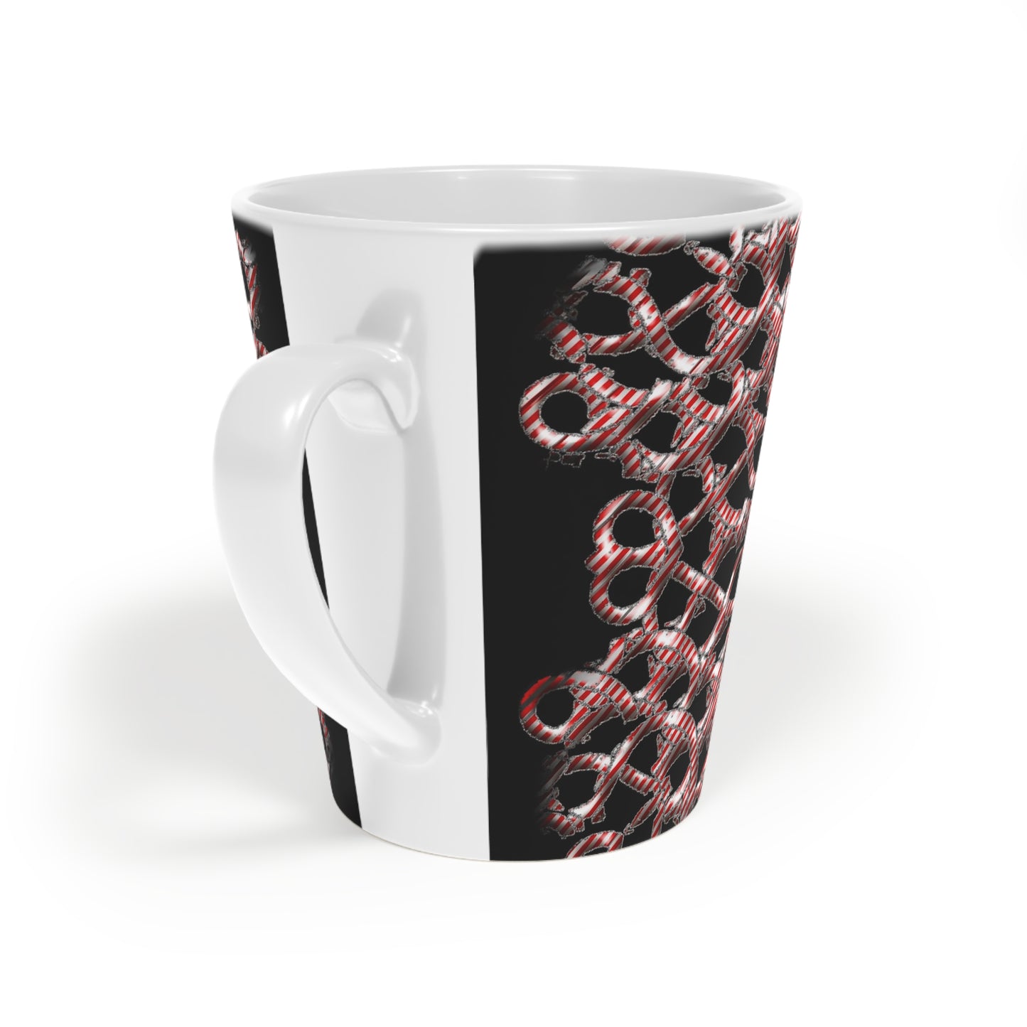 Candy Cane Snowflake Latte Mug, 12oz