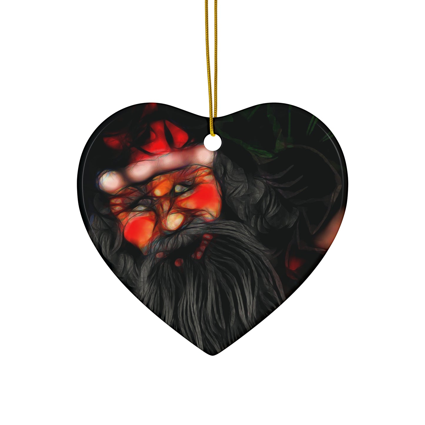 Star-Shaped Ceramic Ornament – Santa Holiday Decoration