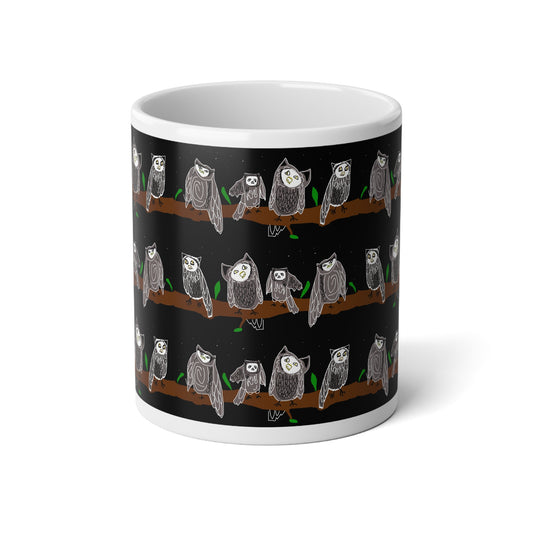 Whimsical Owl Jumbo Mug, 20oz Coffee Cup for Animal Lovers, Cute Gift for Birthdays, Cozy Mornings, Home Decor, Owl Enthusiasts