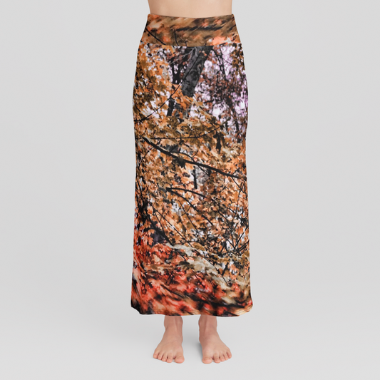 Fall Windy Leaves High Waist Skirt
