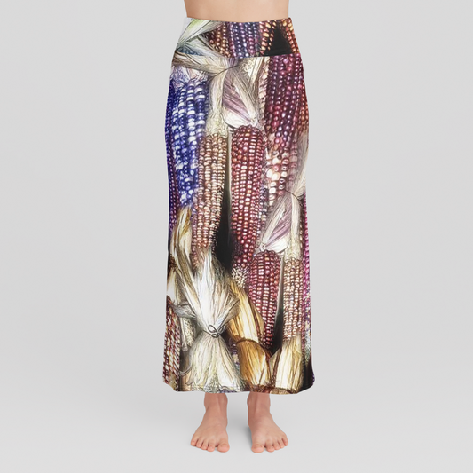 Harvest Corn in Blue High Waist Skirt