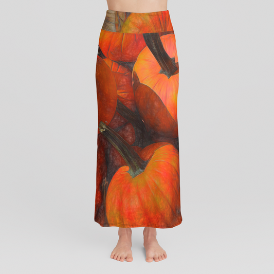 Fall Pumpkin Pile High Waist Skirt