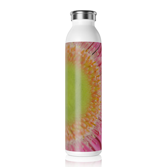Slim Water Bottle — Pink Gerbera Daisy Floral Stainless Steel Bottle