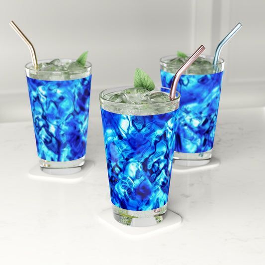 Blue Water Abstract Pint Glass, 16oz