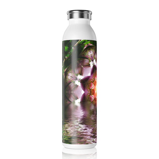 Slim Water Bottle — Floral Mandala Reflective Design, Slim Insulated Water Bottle