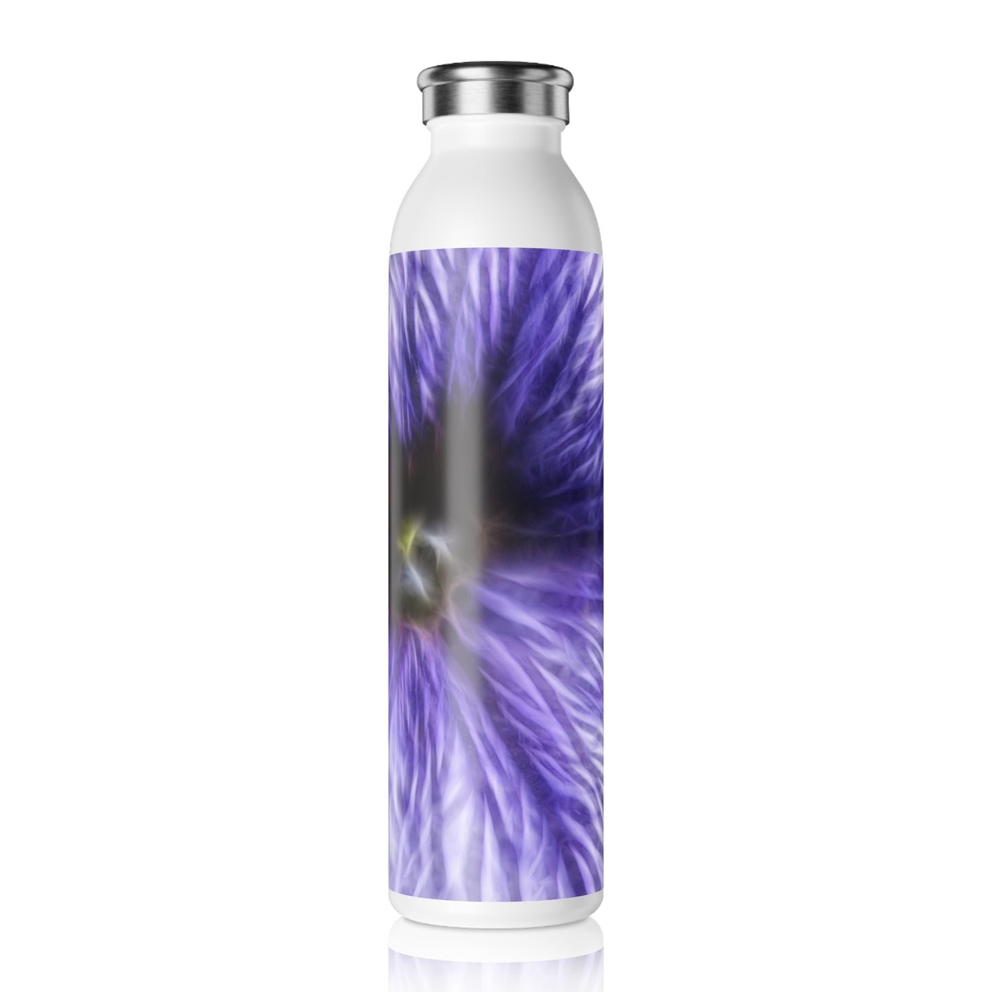 Purple Pansy Slim Water Bottle — Abstract Bloom Insulated Bottle