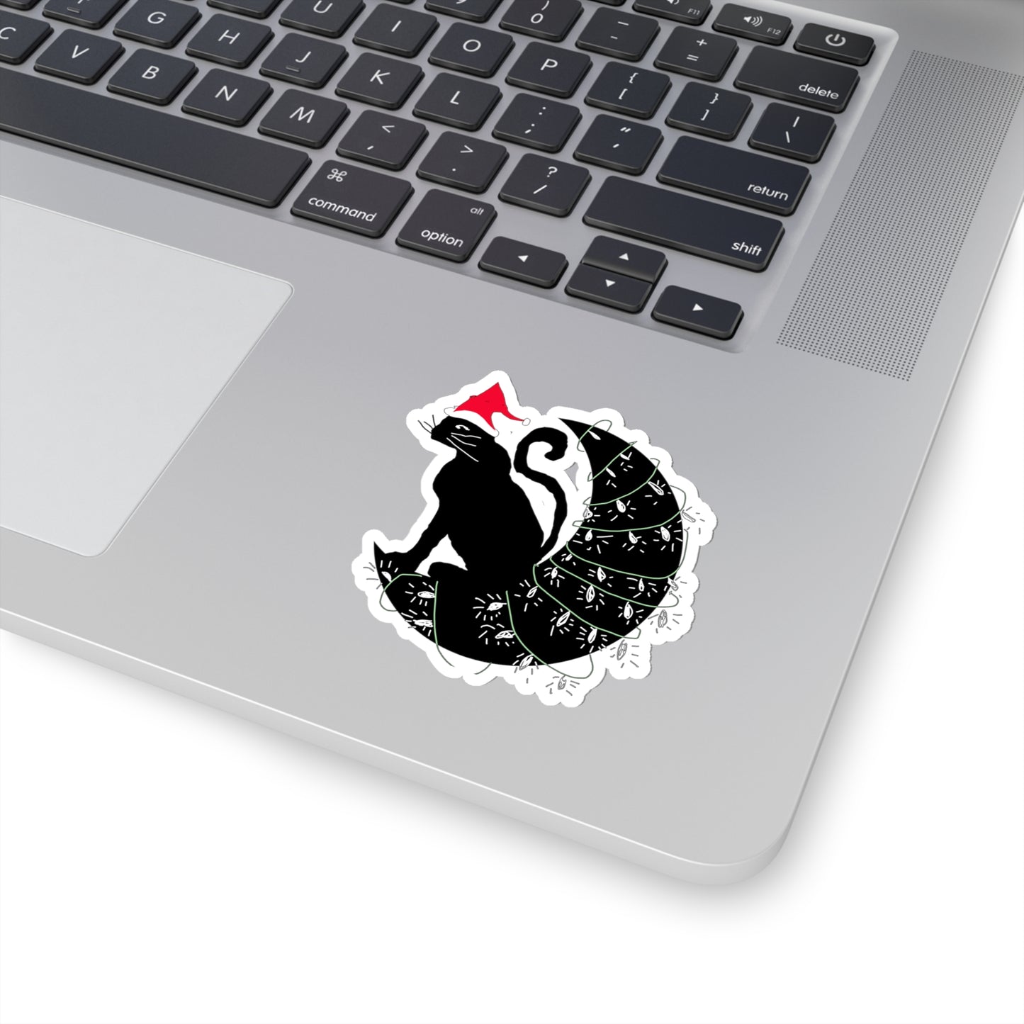 Christmas Cat on The Moon Kiss-Cut Stickers