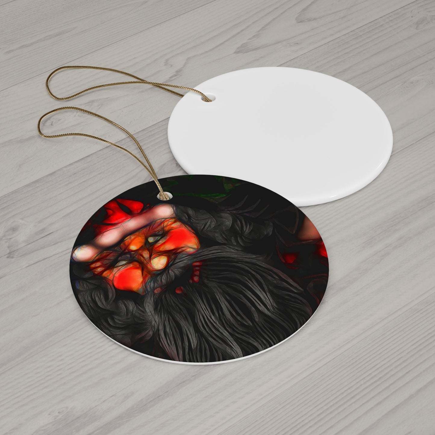 Star-Shaped Ceramic Ornament – Santa Holiday Decoration